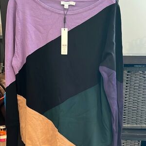 Chico's Women's Colorblock Top - Purple, Black, Green